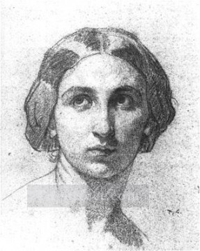  thomas art - Head of a Woman 1853 figure painter Thomas Couture